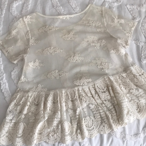 Kimchi Blue mesh shirt with lace detail - Picture 2 of 2